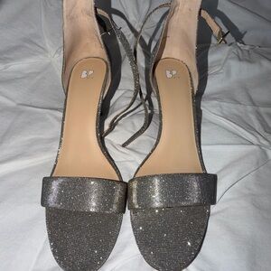 bp Sparkling Silver Ankle-Strap Open-Toe Heels